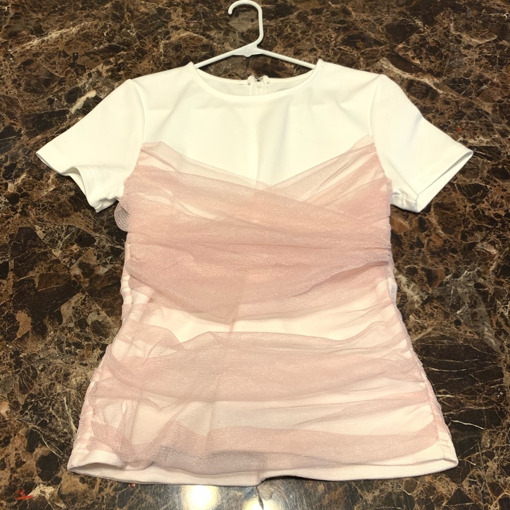 Pink and white fitted top from Fashion Nova